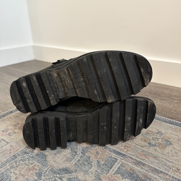 Sorel Black Leather Moto Sherling Lined Boot Sz 7.5 - Picture 4 of 5